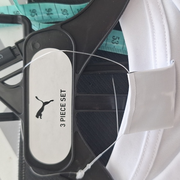 Puma Kids Tee Tank Shorts Set White and Blue Logo 3 Piece Set - Picture 8 of 11